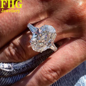 1 2 3 4 5 Пръстен от бяло злато Au417 10K, пръстен с Диаманти DVVS1, Муассанит, луксозна Сватба, Годеж