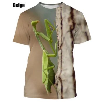 2022 Нова лятна мода мъжка тениска с 3D-принтом Mantis, ежедневни летни блузи с къс ръкав