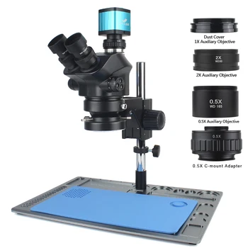 2023 Нов 3.5 X-100X Промишлен Лабораторен Стереотринокулярный Микроскоп с регулируемо фокусно разстояние + 12MP 48MP Камера 1080P, 4K, HDMI, USB