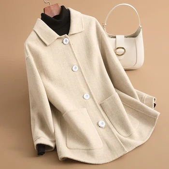 2023 Ново есенно-зимния двустранно вълна палто за жени, Модерно Късо палто, Темпераментное Кашемировое вълна палто