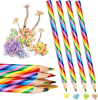 50шт Сладък 4-цветен концентрични дъгата молив за ученици, детска живопис, графити, подарък художествени учебни пособия