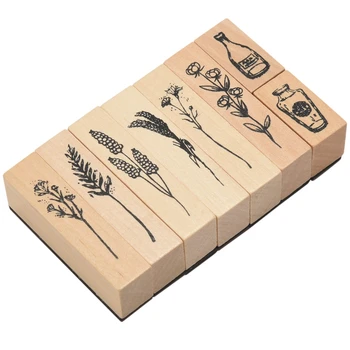 8шт дървени, гумени печати с флорална дантела за scrapbooking, занаяти и гумени печати за писма