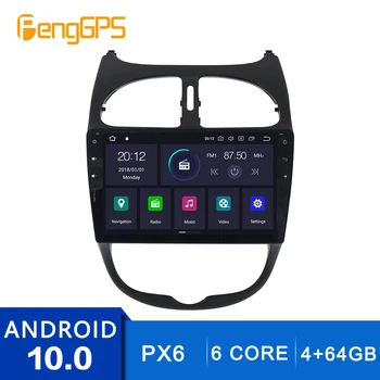 Android 10,0 CD / DVD-Плейър За Peugeot 206 2000-2016 Мултимедийно Главното Устройство GPS Навигация Авто Стерео Радио Carplay PX6 6 Основната DSP