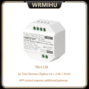 MiBoxer TRI-C1ZR 110-240 v ZigBee 3.0 + 2.4 G RF Дистанционно Управление Симисторным Димер Променлив ток, Бутон Превключвател Подкрепа Диммера Приложение /Гласов Контрол