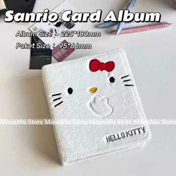 Sanrio Hello Kitty Плюшени Картички Албум-Книга Kawaii Kt Cat 80Poket Държач За Карти Папка За Събиране Фотооткрыток Flipbook Подаръци за Феновете