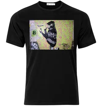 Shave Конг Banksy - Памучен тениска с изображение, Къса и дълга Sl