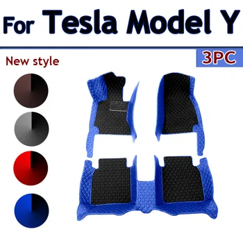 Автомобилни Постелки За Tesla Model Y 7 Seat 2020 2021 2022 2023 Кожена Подложка Детайли На Интериора На Автомобила Подложка За Пода Килим Автомобилни Аксесоари