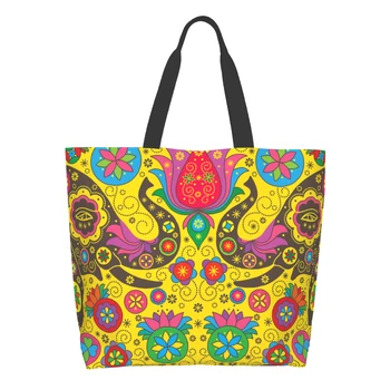 Боядисана Пазарска чанта във формата на слон Множество Индийски чанта-тоут Източна чанта през рамо Ежедневни Лека Голям капацитет