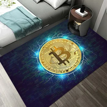 Голям килим 3D Bitcoin, хол, спалня, диван, килим за кухненските врати, декоративни килими, детски игри противоскользящий подложка за пода