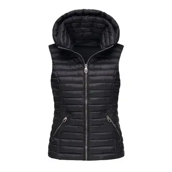 Жена зимни дебели тънка жилетка, якета с качулка, жилетка без ръкави, Първокласната топло палто