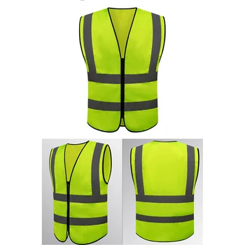Жълта жилетка повишена видимост, Светоотражающая защитно работно облекло за нощно бягане, каране на велосипед, Нощно предупреждение за мъже, Работно облекло флуоресцентни цветове