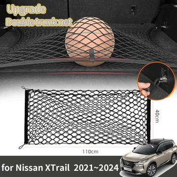 За Nissan X-Trail XTrail X Trail T33 Измамник 2022 2023 Аксесоари Мрежа за багажника на колата Еластичен Обновен Двойна Органайзер за съхранение