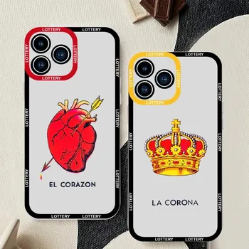 Забавен калъф за мобилен телефон с мексиканския тото-лото за iPhone 11 12 Mini 13 14 15Pro Max в прозрачен корпус