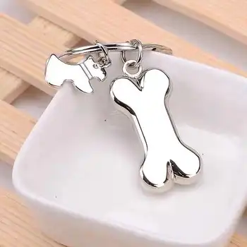 Ключодържател с кост сладък куче - модерни ключодържатели с окачване за ключодържатели за мъже и жени, подарък ключодържател за бижута