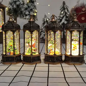 Коледни Малки маслени лампи, Дядо коледа, Снежен човек, свещ, Коледно парти, начало декор, Навидад, Светещи Вятърни фенери, подарък за Нова година