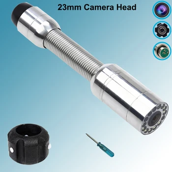 Корона инспекция за камерата на ендоскоп 23 мм от неръждаема стомана с 12 бр. регулируеми светодиодни лампи за системи за контрол на тръби