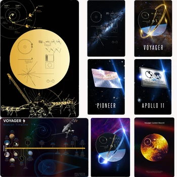 Космически плакат Voyager 1 Golden Record с метален принтом, стенни картини, декорация гараж, Клубната парти, Реколта лидице табела, плакат, украса кафе