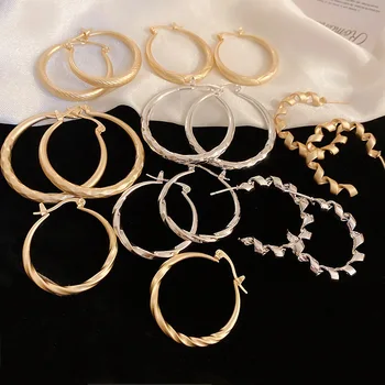 Минималистичные метални катарами с метална нишка, С-формата на обеци-халки с катарами за уши за жени, модни прости бижута