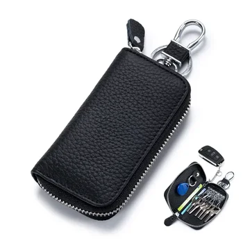 Многофункционален Малък портфейл, Мини-портфейл, мъжки Женски държач за ключове, портфейл от естествена кожа, чанта-органайзер за ключове, джоб за ключове от кола, калъф за ключове