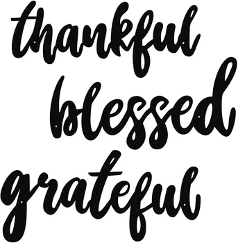 Модерен стенен знак с надпис Thasnkful Grateful Blessed Word от 3 теми