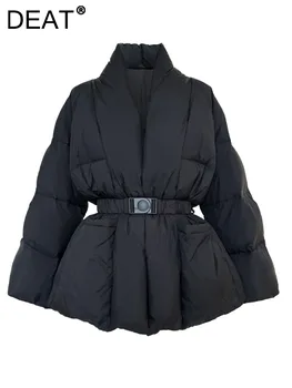Модерни дамски якета на утином топола с V-образно деколте и дълъг ръкав, свободно гъст топло однотонное палто, ново зимата 7AB2813