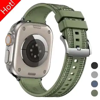 Найлонов Силиконов Ремък за Apple Watch Ultra 2 Band 49 мм 44 мм 45 мм 42 мм 40 мм 41 мм Гривна iWatch Series 9 8 7 6 SE 5 4 Гривна