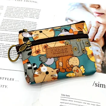 Новият сладък чантата с анимационни принтом Здрав Водоустойчив Титуляр за съхранение на банкови карти с червило Дамски преносим чанта среден размер