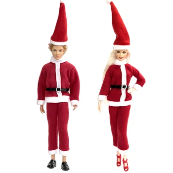 Официален комплект дрехи за Коледното парти NK от 2 теми за Барби, обличане на кукли 1/6, костюми за cosplay за кукли Кен, палта, панталони, шапки