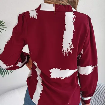 Пролетно-есенен женски жилетка с яка-поло, контрастная ивица, геометрична тениска с дълъг ръкав, модерен елегантен потник