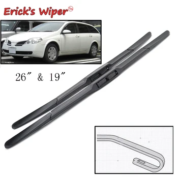 Размерът / видът на предните Хибридни Четки за Чистачки Erick's Wiper LHD За Nissan Primera P12 2001-2007 на Предното Стъкло, Предното Стъкло Дъждовни Четки 26 