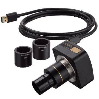 С 3.1-Мегапикселова камера микроскоп AmScope за флуоресценция при слаба светлина + калибровочный слайд MU310-BI-CK
