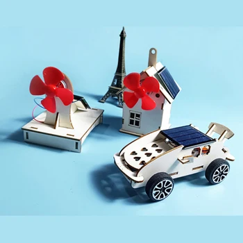 Слънчевата Играчка за Момче Вятърна Мелница DIY Науката Физика за Обучение, Определени за Детски Модел 2 в 1 Технология за Слънчева Енергия Експеримент Подарък G06-1