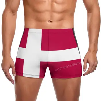 Топене с Датския флаг, бързо съхнещи къси панталони за мъже, плажни шорти за плуване, летен подарък