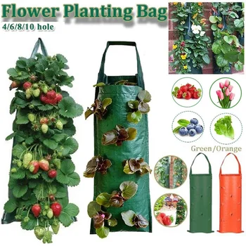 Торбички за отглеждане на Ягоди, тенджери, гърне, картофи за зеленчуци, чанта за засаждане на цветя, висящи вертикални чанти за засаждане на стената, за украса