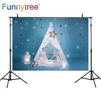 Фон за фото студио Funnytree палатка с торта и звездите, на фона на душата на новороденото, на фона на рожден ден, подпори за фотосесия, една фотосесия