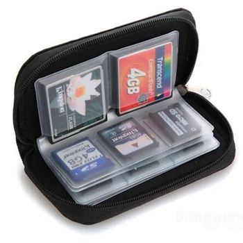 Чанта за съхранение на карти с памет, чанта за носене, притежателят на портфейла, 22 слота за CF / SD / Micro SD / SDHC / MS / DS, игри и аксесоари, кутия за карти с памет