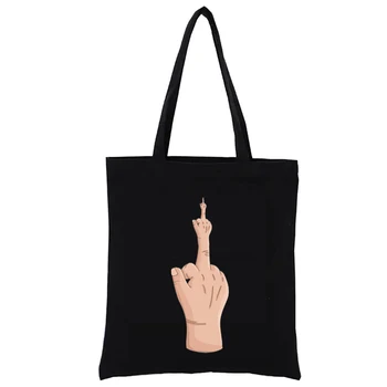 Чанта-тоут с графичен печат Finger Tower, забавна чанта за пазаруване, дамски чанти за жени, холщовые чанти, ежедневни чанти, тканая чанта за пазаруване