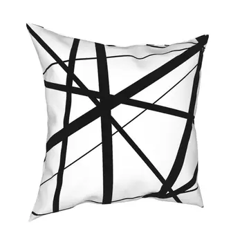 Черно-бели геометрични линии, калъфка за възглавница, декоративни модерни абстрактни възглавници, възглавници за дивана с двустранен печат