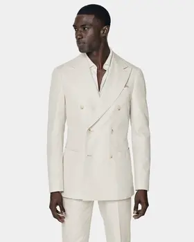 Яке + панталон, комплект от 2 теми, мъжки костюми, Луксозни Сватбени блейзери за младоженеца, бизнес Елегантни Официални офис палто, лятна мода